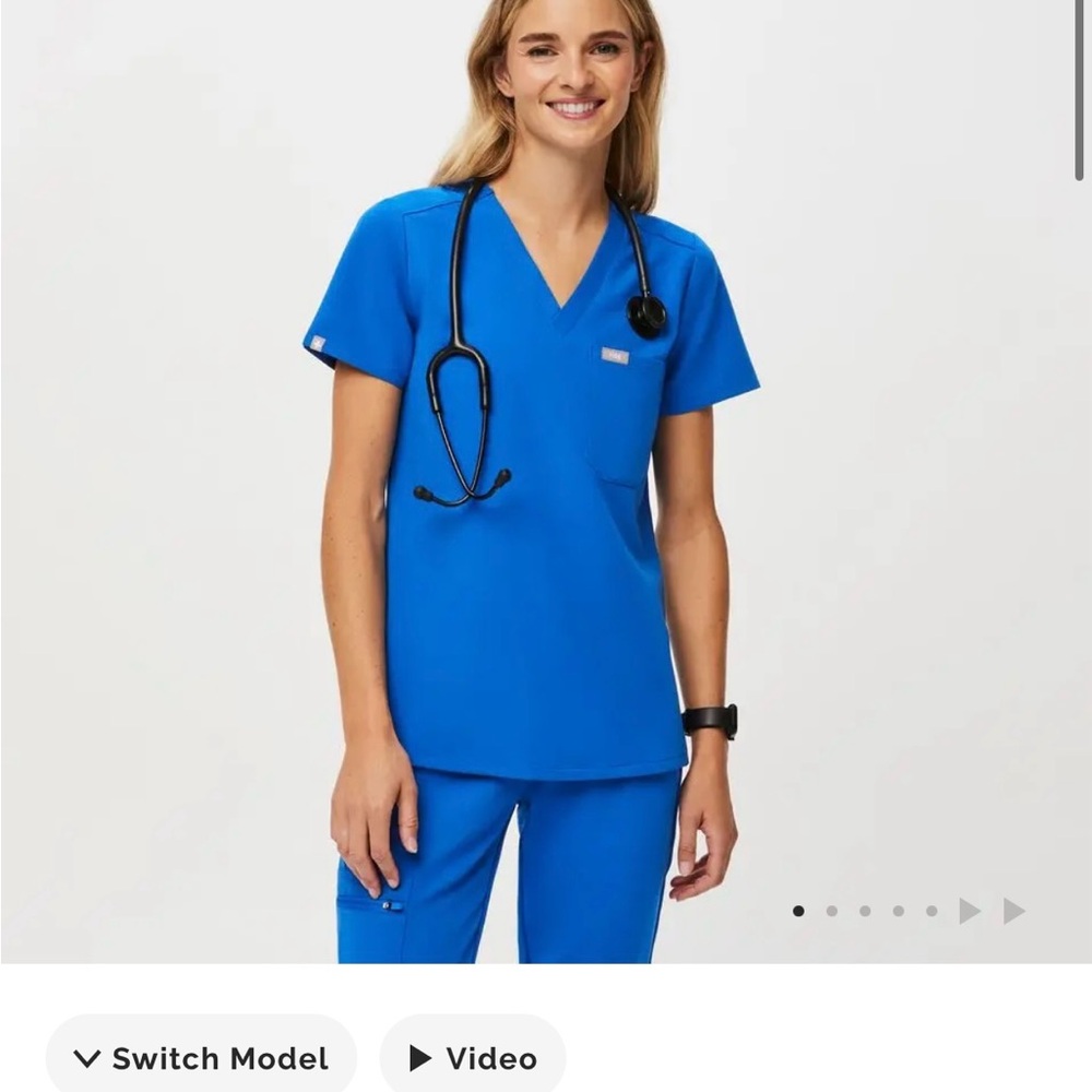 Figs Blue V-Neck Scrub Top